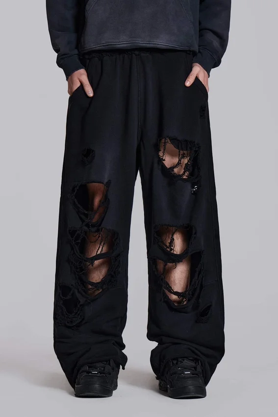 Spodnie dresowe Monster Joggers w stylu baggy z efektem postarzenia w kolorze czarnym