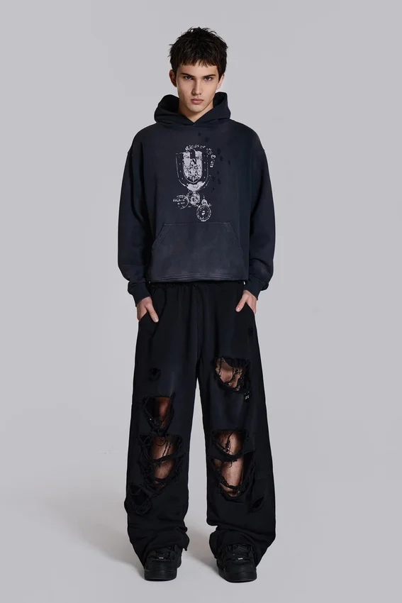 Spodnie dresowe Monster Joggers w stylu baggy z efektem postarzenia w kolorze czarnym