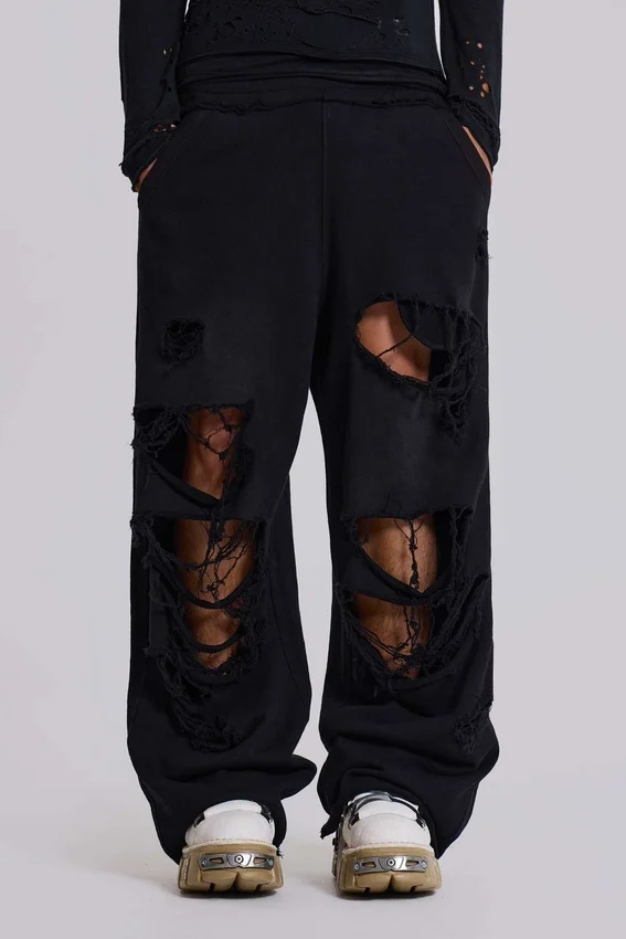 Spodnie dresowe Monster Joggers w stylu baggy z efektem postarzenia w kolorze czarnym