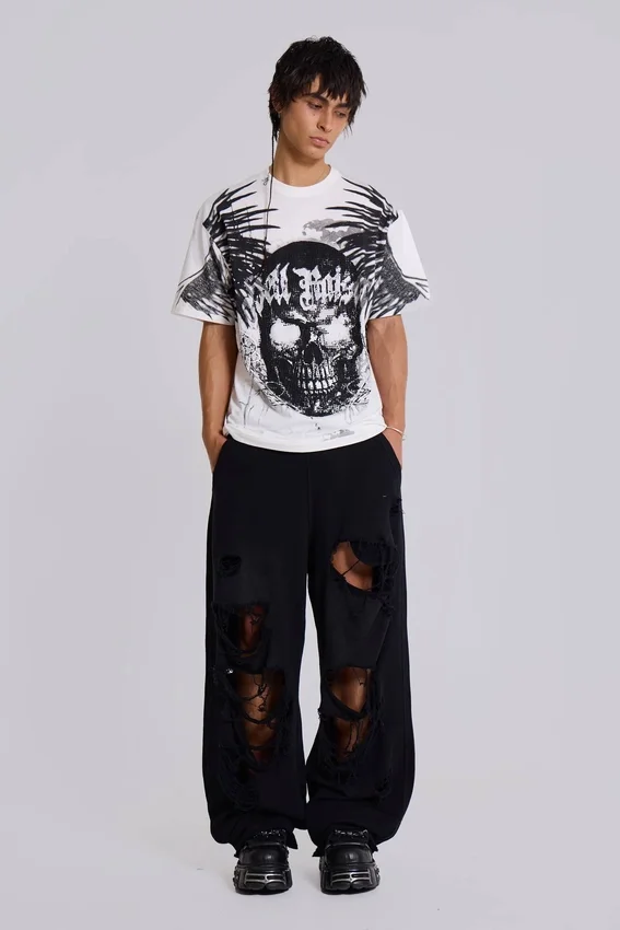 Spodnie dresowe Monster Joggers w stylu baggy z efektem postarzenia w kolorze czarnym