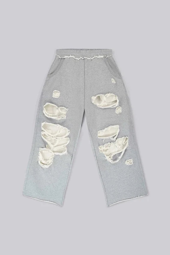 Spodnie dresowe Monster Joggers w stylu baggy z efektem postarzenia w kolorze szarym melanżowym