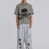 Spodnie dresowe Monster Joggers w stylu baggy z efektem postarzenia w kolorze szarym melanżowym