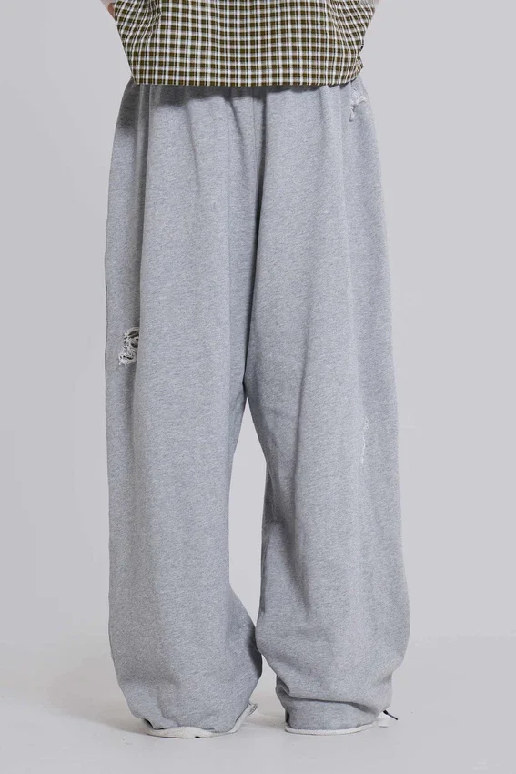 Spodnie dresowe Monster Joggers w stylu baggy z efektem postarzenia w kolorze szarym melanżowym