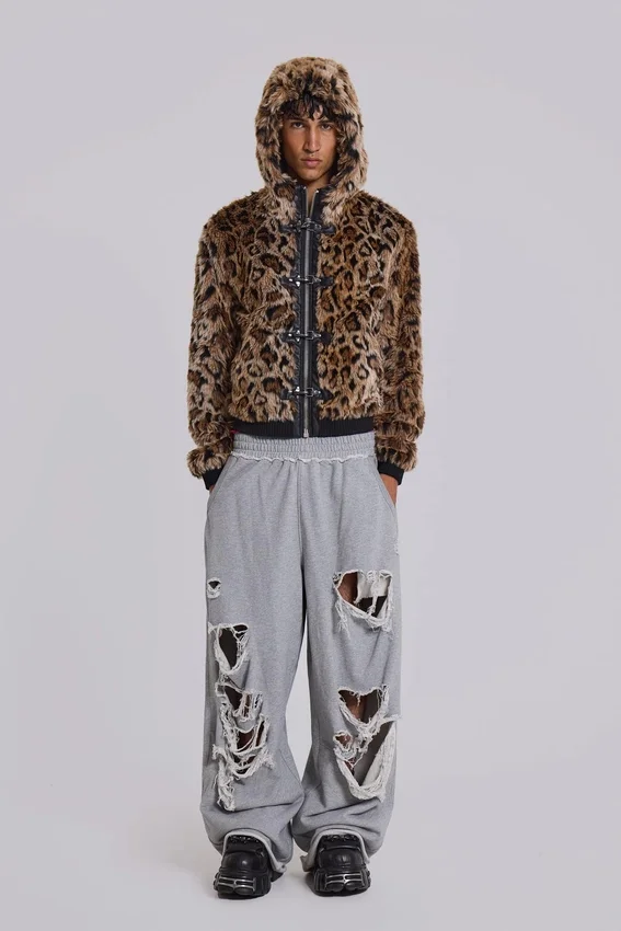 Spodnie dresowe Monster Joggers w stylu baggy z efektem postarzenia w kolorze szarym melanżowym