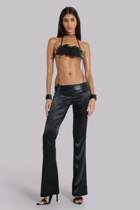 Spodnie Nivi z satyny typu chainmail w kolorze czarnym