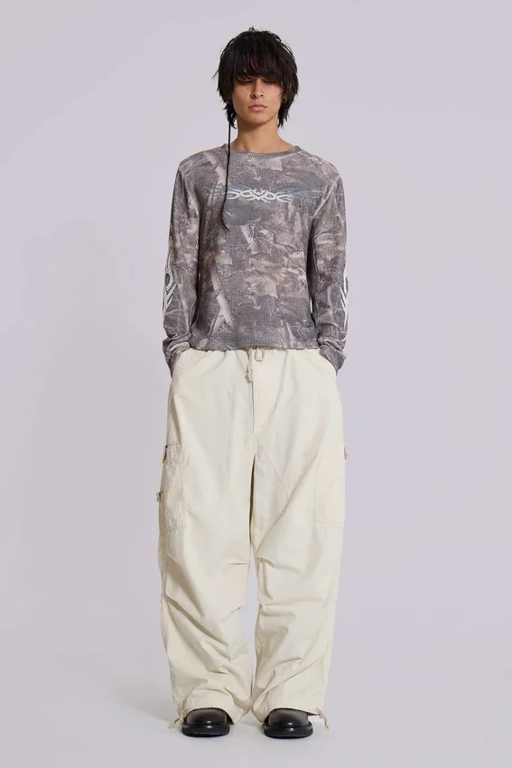 Spodnie Parachute Cargo Ecru