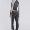 Sportowe spodnie Rynna z podwiniętymi nogawkami typu bootcut