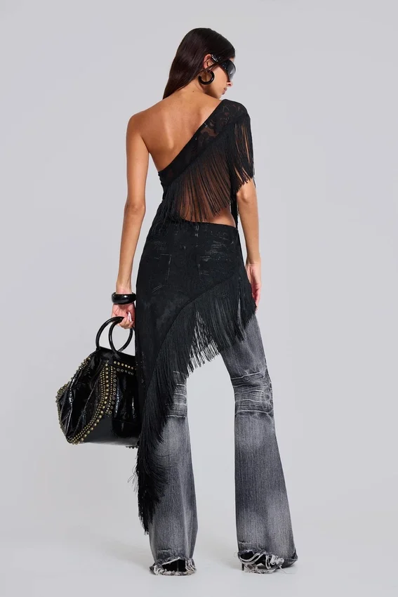 Czarne, sprane jeansy typu bootcut „Drift”