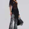 Czarne, sprane jeansy typu bootcut „Drift”