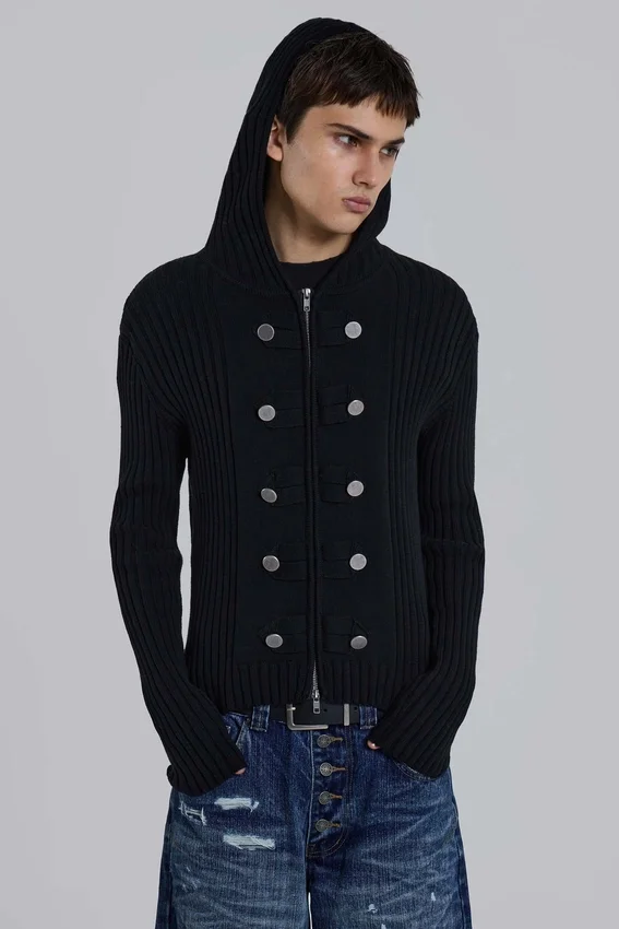 Sweter z kapturem w stylu militarnym