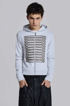 Szara bluzka z kapturem „Monster Hoodie” z melanżu