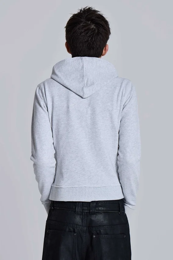 Szara bluzka z kapturem „Monster Hoodie” z melanżu