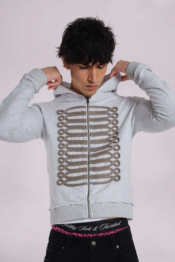 Szara bluzka z kapturem „Monster Hoodie” z melanżu