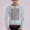 Szara bluzka z kapturem „Monster Hoodie” z melanżu
