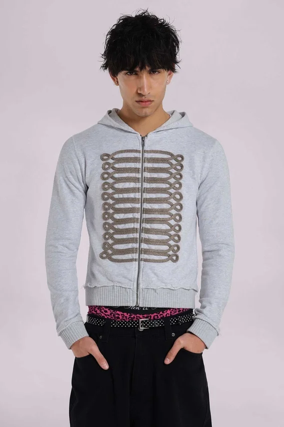 Szara bluzka z kapturem „Monster Hoodie” z melanżu