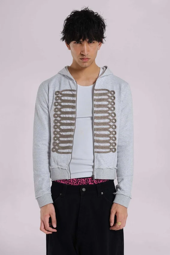 Szara bluzka z kapturem „Monster Hoodie” z melanżu