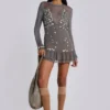 Szara mini sukienka „Button Me Up”
