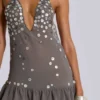 Szara mini sukienka „Button Me Up”