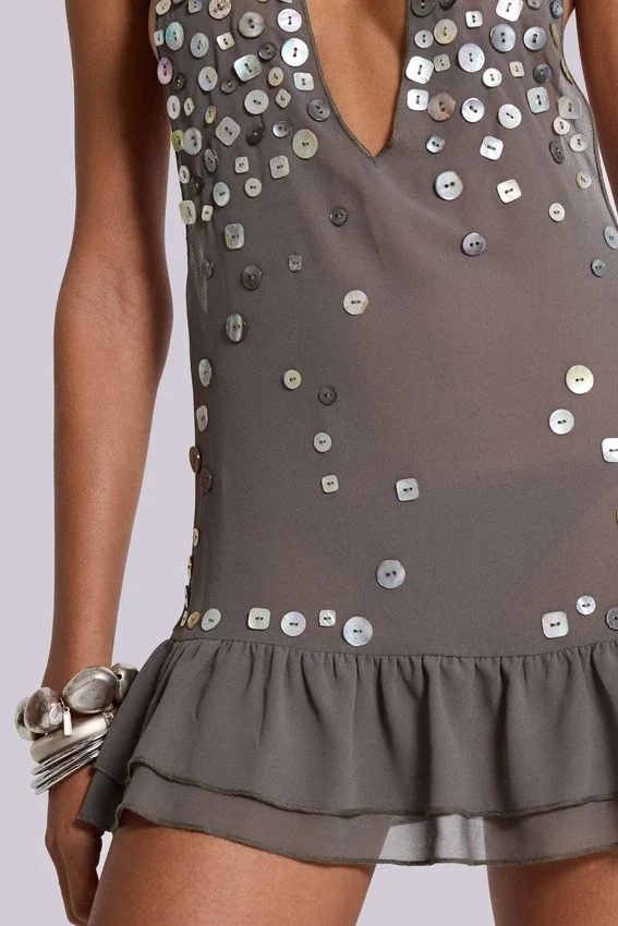 Szara mini sukienka „Button Me Up”