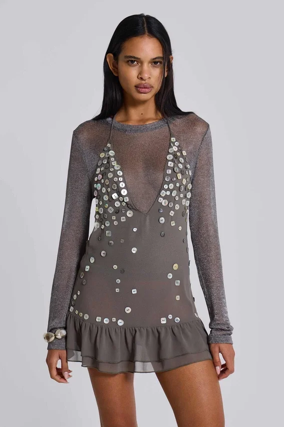 Szara mini sukienka „Button Me Up”