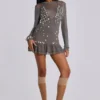 Szara mini sukienka „Button Me Up”