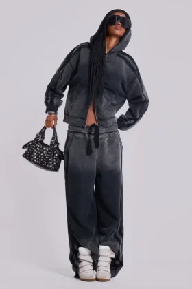 Szara sportowa Monster Hoodie w luźnym kroju