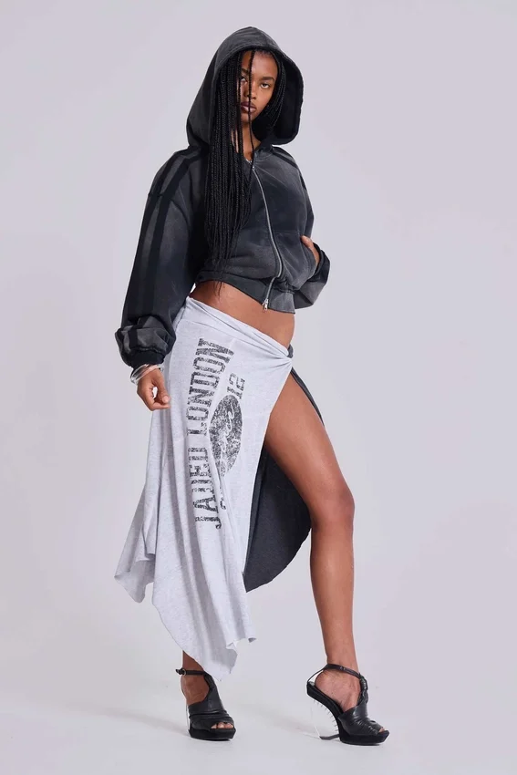Szara sportowa Monster Hoodie w luźnym kroju