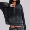 Szara sportowa Monster Hoodie w luźnym kroju