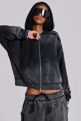 Szara sportowa Monster Hoodie w luźnym kroju