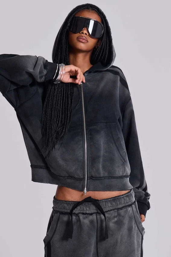Szara sportowa Monster Hoodie w luźnym kroju