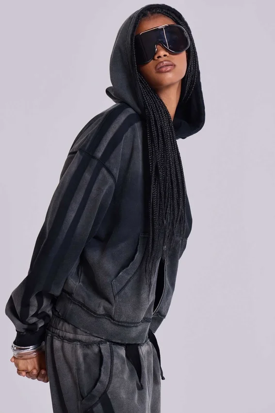 Szara sportowa Monster Hoodie w luźnym kroju