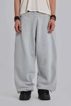 Szare melanżowe luźne Monster Joggers z mankietami