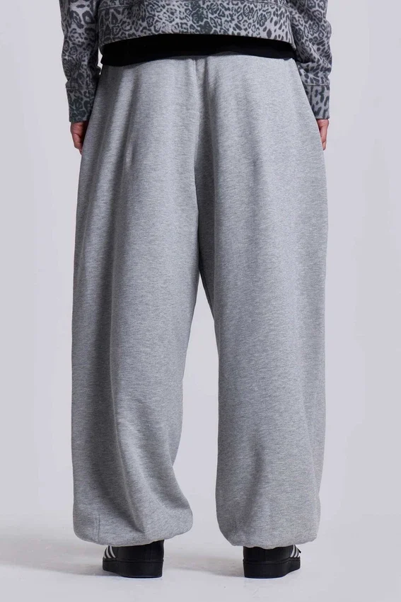 Szare melanżowe luźne Monster Joggers z mankietami
