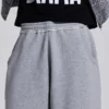 Szare melanżowe luźne Monster Joggers z mankietami