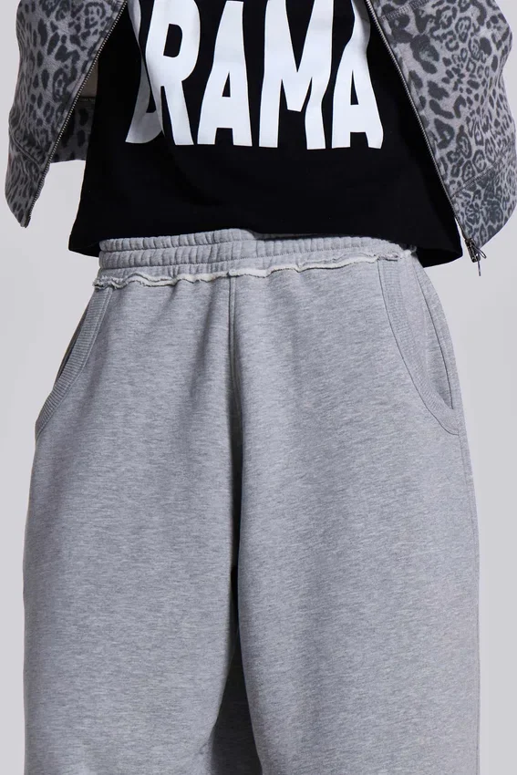 Szare melanżowe luźne Monster Joggers z mankietami