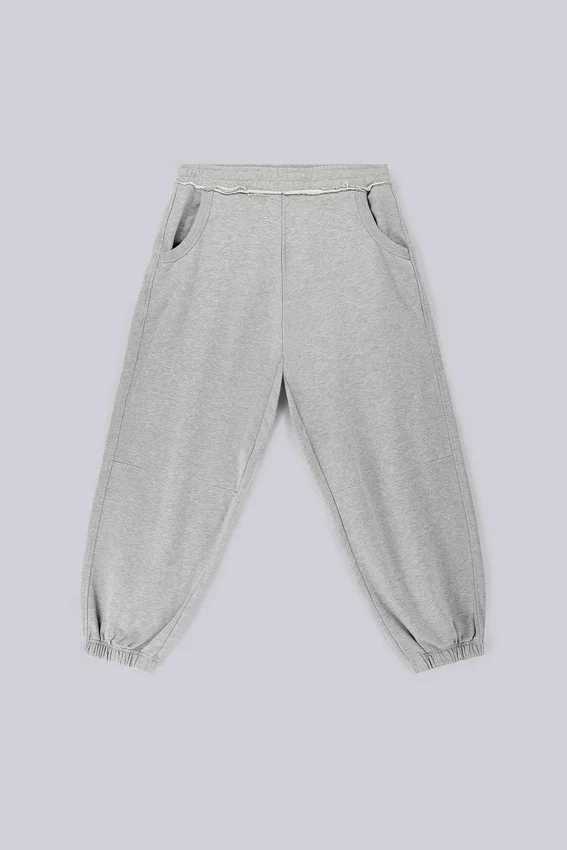 Szare melanżowe luźne Monster Joggers z mankietami