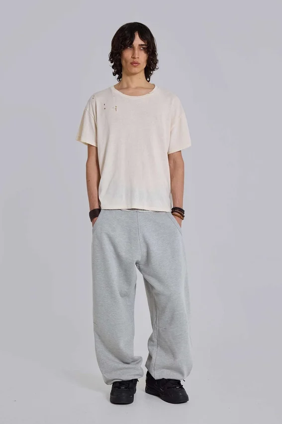 Szare melanżowe luźne Monster Joggers z mankietami