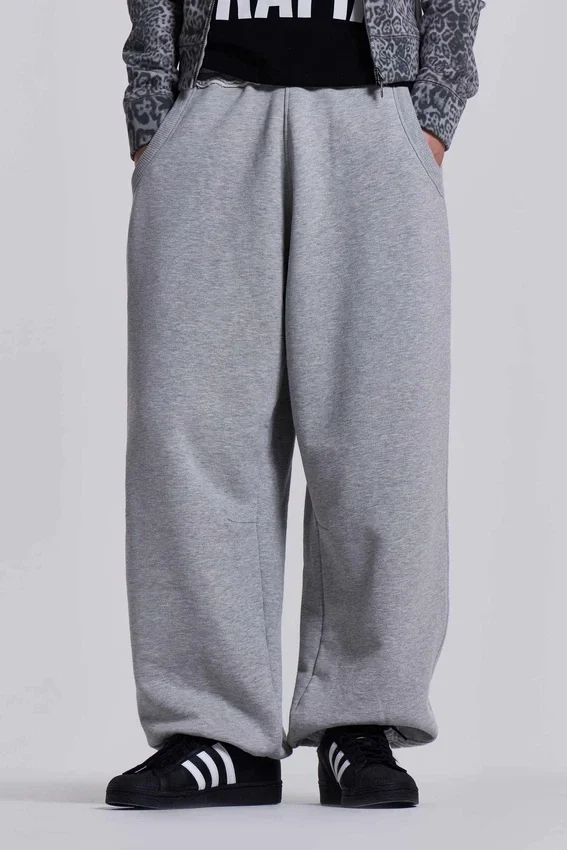Szare melanżowe luźne Monster Joggers z mankietami