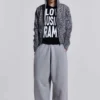 Szare melanżowe luźne Monster Joggers z mankietami