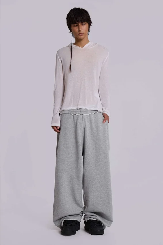 Szare, melanżowe, luźne spodnie dresowe Monster Joggers