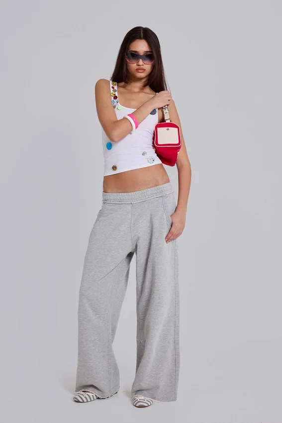 Szare, melanżowe, luźne spodnie dresowe Monster Joggers
