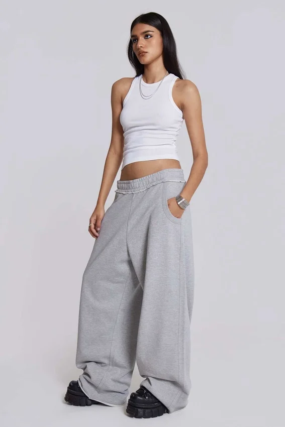 Szare, melanżowe, luźne spodnie dresowe Monster Joggers