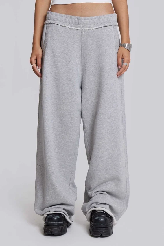 Szare, melanżowe, luźne spodnie dresowe Monster Joggers