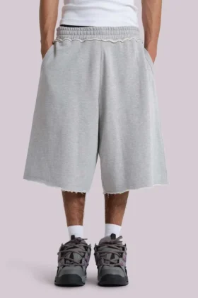 Szare, melanżowe, luźne szorty dresowe Monster Joggers