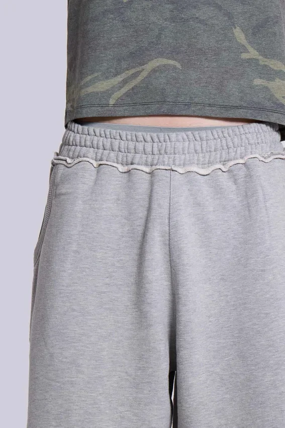Szare, melanżowe, luźne szorty dresowe Monster Joggers