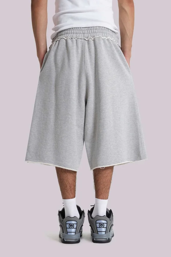 Szare, melanżowe, luźne szorty dresowe Monster Joggers