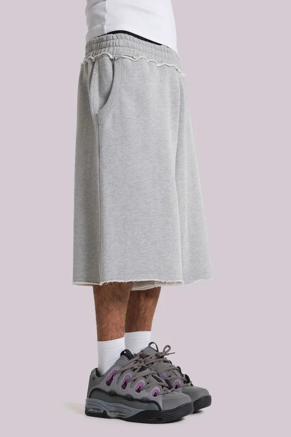 Szare, melanżowe, luźne szorty dresowe Monster Joggers