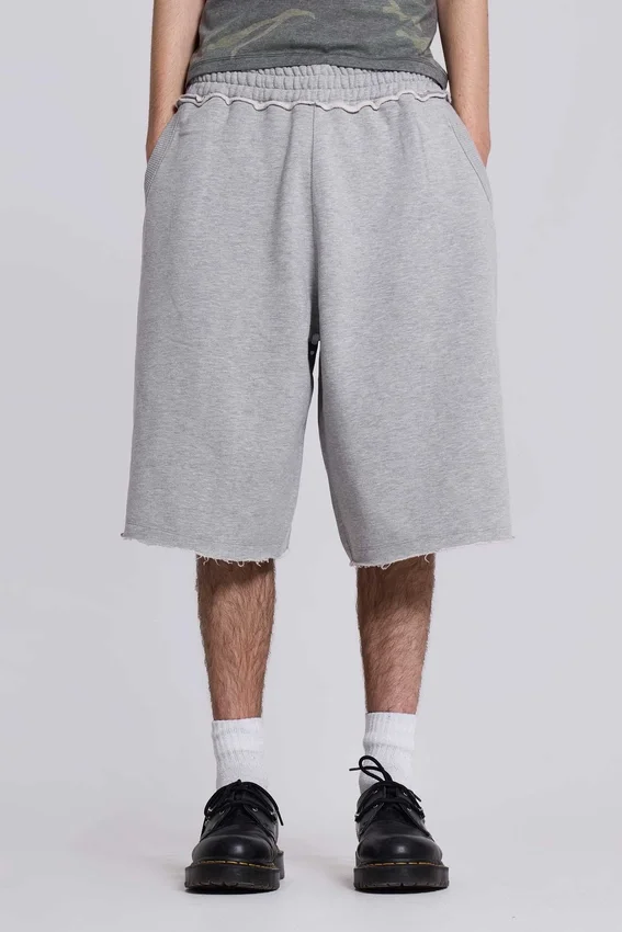 Szare, melanżowe, luźne szorty dresowe Monster Joggers