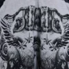 Szare, melanżowe spodnie dresowe typu Monster Joggers z gotyckim nadrukiem „Monster”