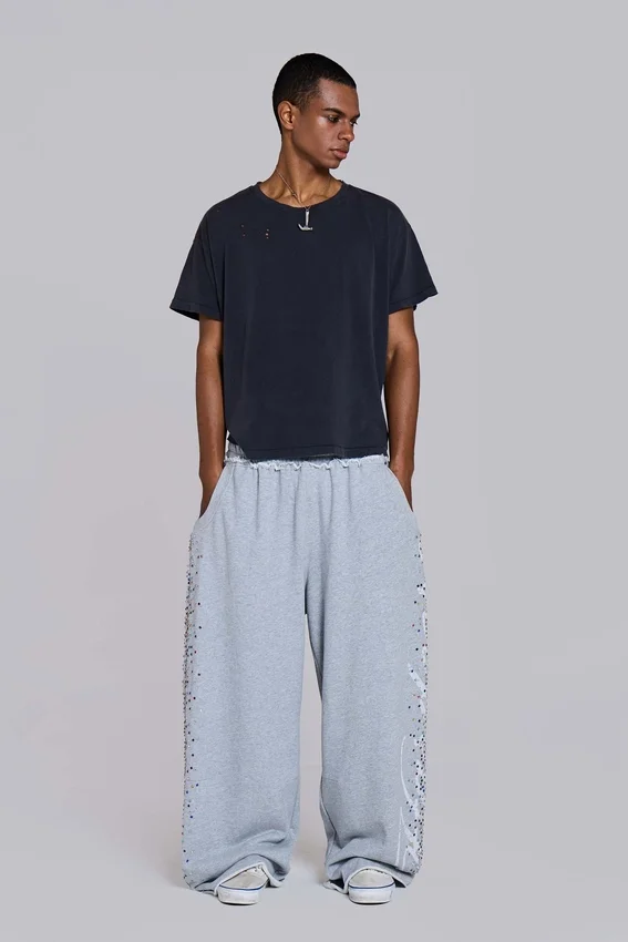 Szare Monster Joggers „Hardcore Jewel” z melanżu